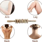 Masajeador de madera con rodillos para relajar brazos, piernas, espalda y cuello.