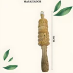 Masajeador de madera con diseño de rodillos en forma de abanico, ideal para piernas y glúteos, mide 36cm.
