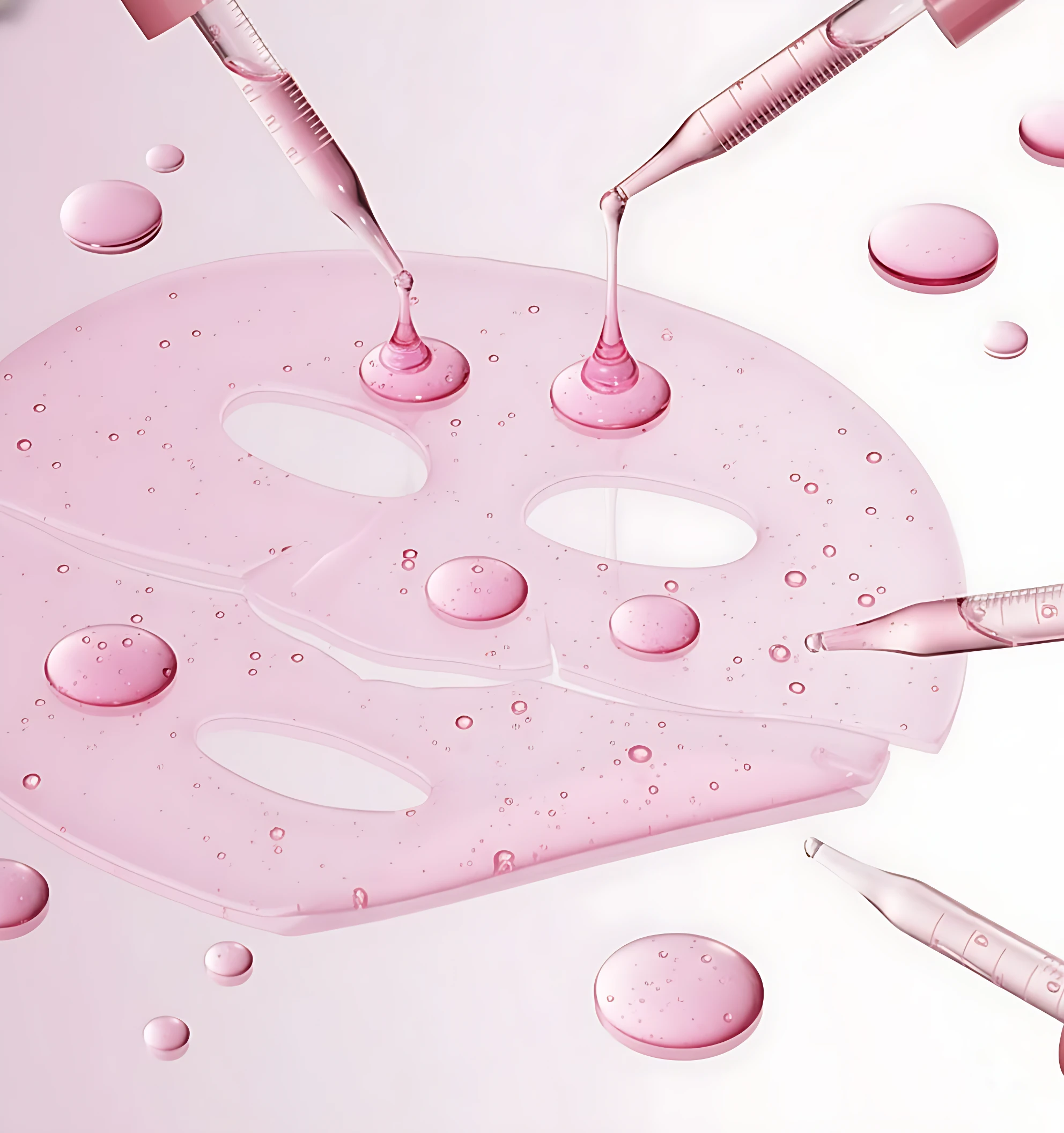 Mascarilla gel rosa con goteros y gotas de PDRN salmón Medicube, ideal para unificar tono y fortalecer la piel.