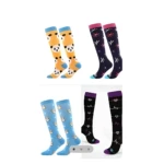 Medias de compresión para mujer con diseños de osos panda, flores, zapatos y electrocardiograma.
