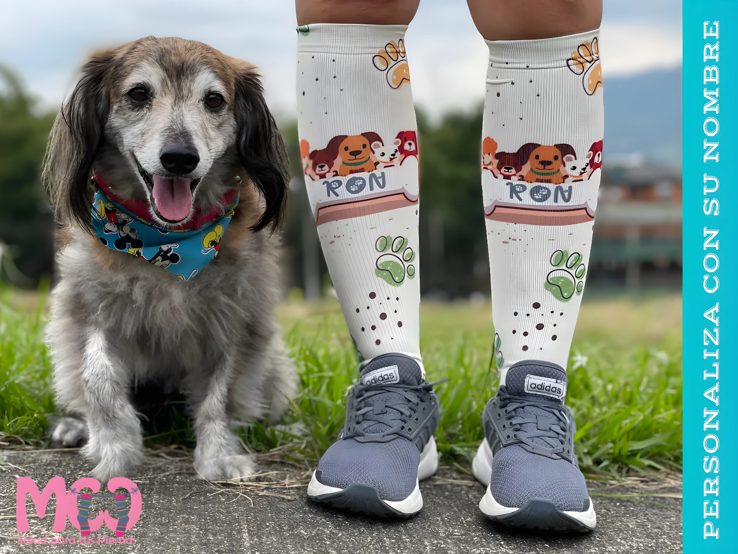 Medias de compresión con diseño de perro personalizado - Alivian piernas cansadas y mejoran la circulación