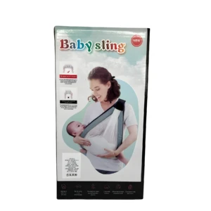 Mochila portabebés transpirable gris con bebé, muestra postura correcta "M" y contraindicación.