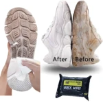 Pañitos limpiadores de zapatos blancos, antes y después de limpiar, ideal para tenis.