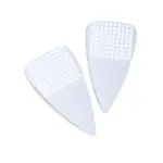 Dos soportes plantares ortopédicos de silicona blanca con microesferas para alivio del arco y antepié.