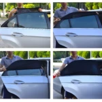 Parasoles negros para ventanas laterales de auto, se instalan fácilmente en el marco.