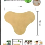 Parche cervical triangular beige, 13 cm x 10.3 cm, ideal para aliviar dolor de cuello y relajación, con extractos herbales.
