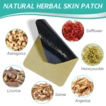 Parche para varices negro y beige con hierbas: astrágalo, safflower, madreselva, regaliz y salvia.
