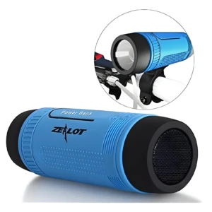 Parlante linterna bluetooth azul Zealot, resistente al agua, para ciclismo.