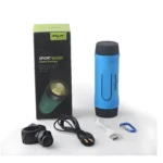 Parlante linterna azul para ciclismo Zealot S1 con soporte, cables y mosquetón.