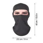 Pasamontañas negro para moto o bicicleta, 40 cm alto x 23 cm ancho.