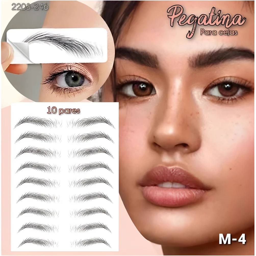 Pegatina de cejas realista para un look natural, pack de 10 pares, modelo M-4.