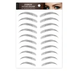 Pegatina de cejas falsas estilo realista, tono gris, pack doble para aplicación segura y fácil.