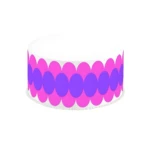 Perforadora de bordes para pastillaje con diseño de círculos entrelazados en fucsia y morado.