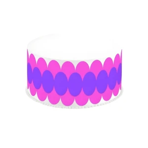 Perforadora de bordes para pastillaje con diseño de círculos entrelazados en fucsia y morado.