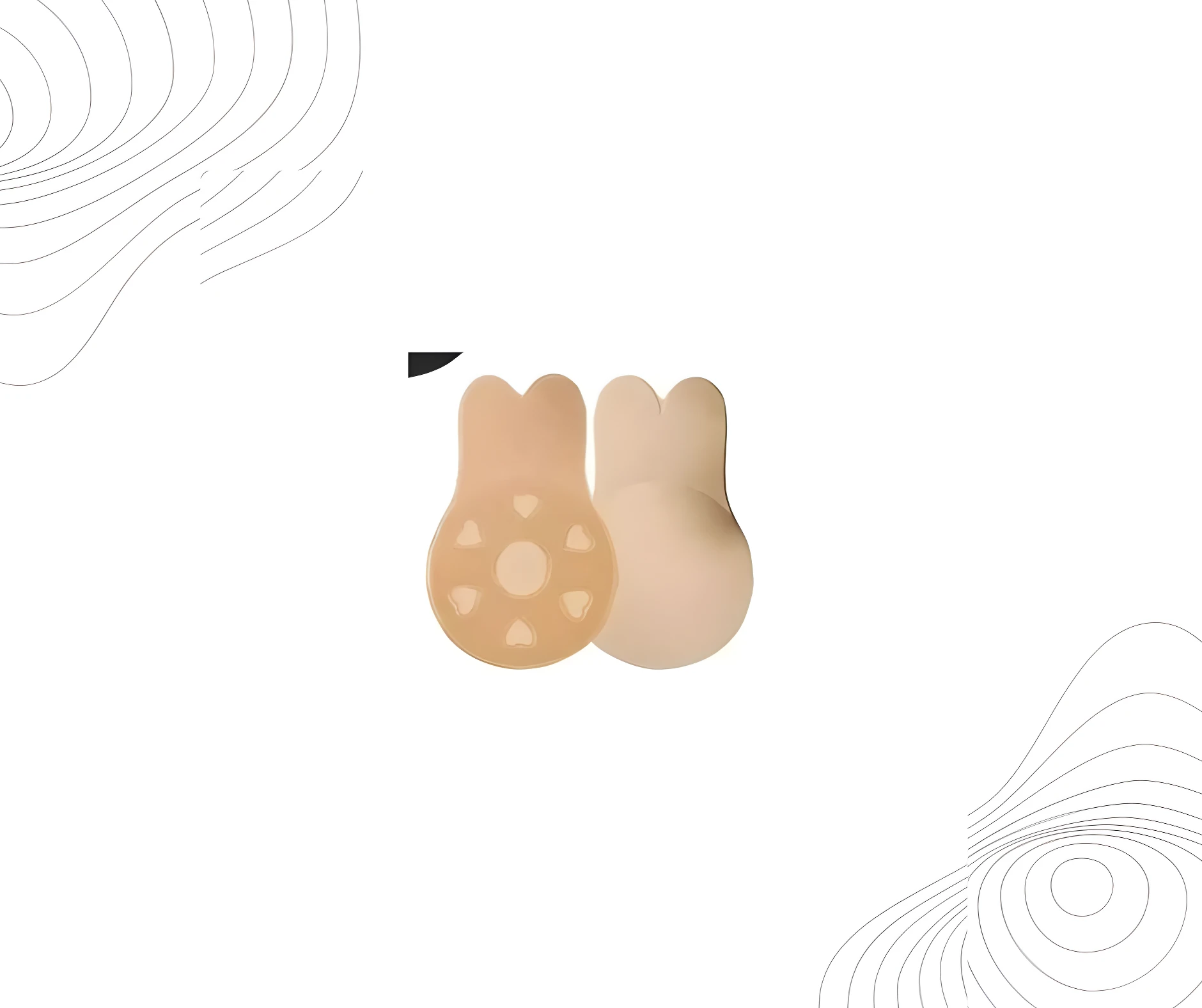 Pezoneras Realsa Busto brasier sostén, adhesivas, silicona, color piel, 2 unidades, diseño orejas de conejo, para realce.