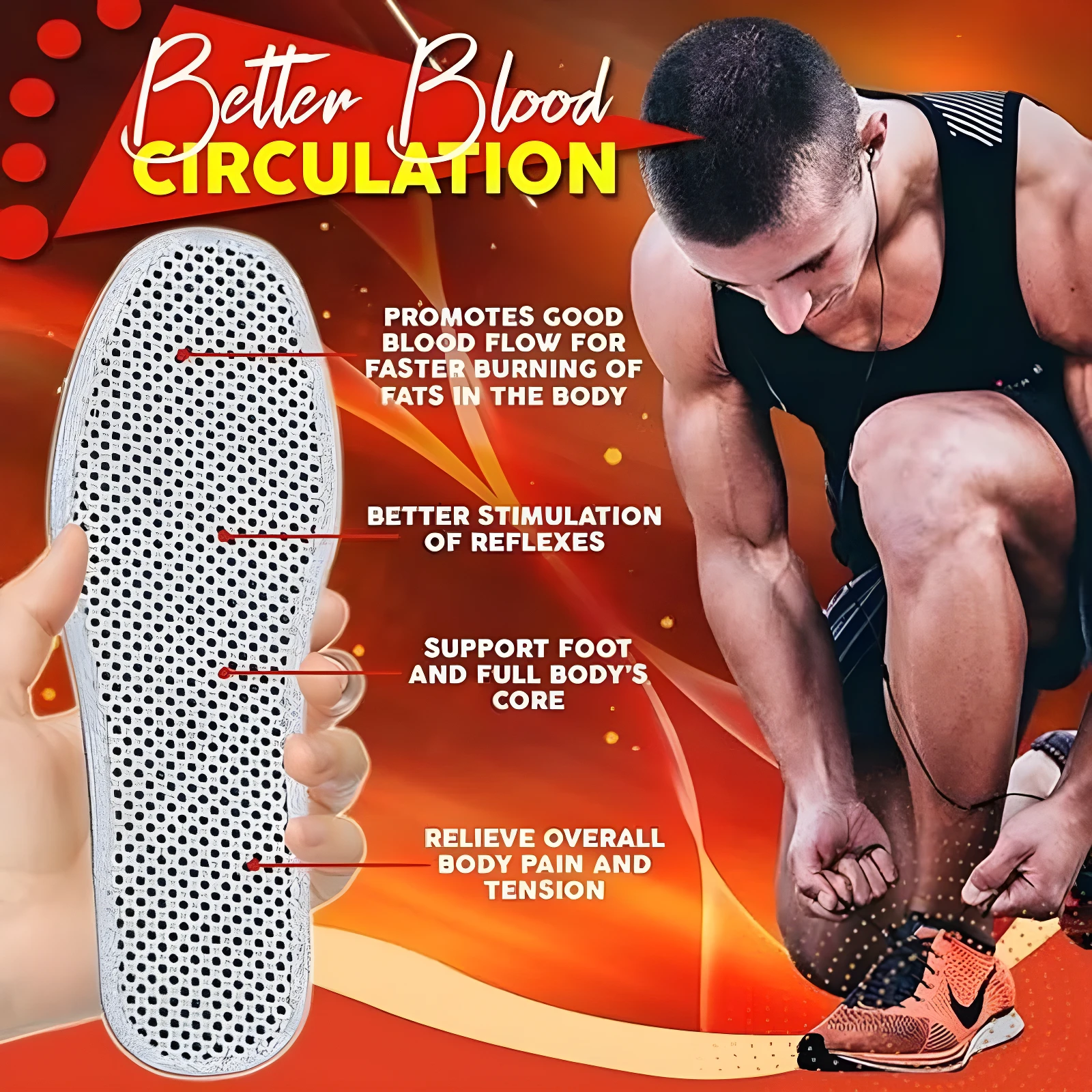 Plantillas para mejorar circulación, con infrarrojo, transpirables, diseñadas para aliviar dolor y dar soporte corporal.