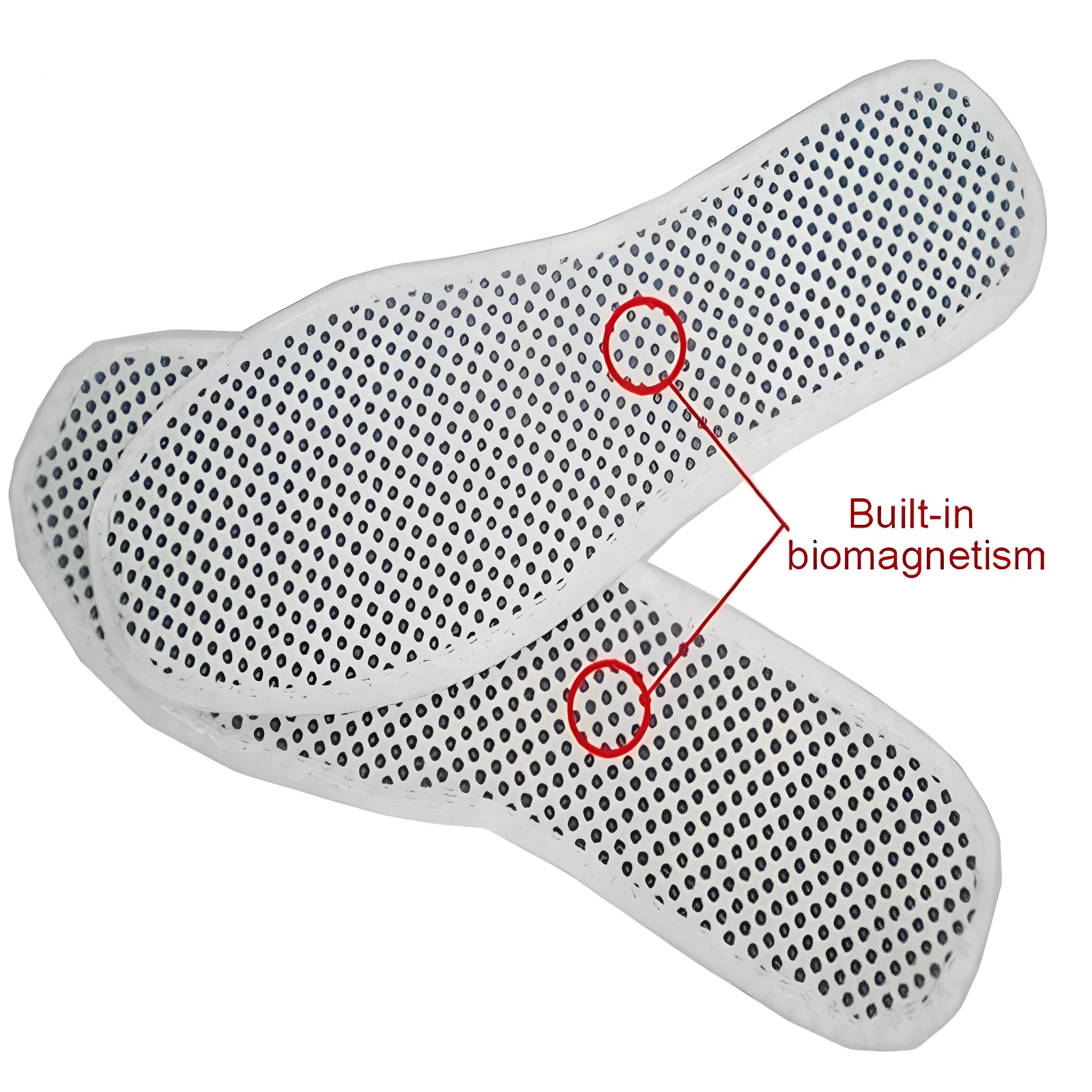 Set x2 plantillas blancas con puntos negros, transpirables, para calzado, con biomagnetismo.