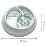 Plato blanco para mascotas de 29.5cm x 7.1cm con diseño de doble compartimento para comida y agua, ideal para prevenir reflujo y mejorar digestión.