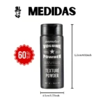 Polvo texturizador de cabello Immetee acabado mate de 12.5 cm de alto por 4.5 cm de ancho, envase cilíndrico negro con etiqueta blanca y oferta del 60%.