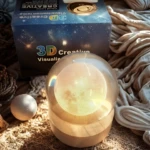 Esferas decorativas de cristal de 6 cm, set de 2 unidades, resaltan en alfombra natural con lámpara 3D de luna.