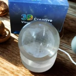 Esferas de cristal de 6 cm para lámpara 3D Creative, base de madera, ideal como regalo.
