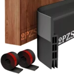 Tira protectora de puerta negra, enrollada y plana, con logo 2PZS.