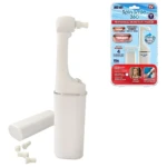 Pulidor dental portátil blanco Spin Smile 360°, con 4 puntas de pulido y cubierta de viaje.