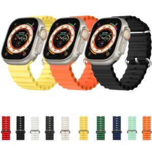 Set x3 pulseras de silicona Océana para Smartwatch en amarillo, naranja y negro.