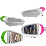 Set x2 ralladores blancos con agarraderas verdes y rosas. Incluye contenedor. Medidas 26.5cm y 15.5cm.