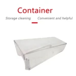 Recipiente transparente para refrigerador, ideal para almacenar alimentos y mantener el orden.