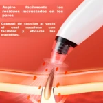 Removedor de espinillas al vacío succiona residuos con facilidad y eficacia, mostrando su uso en la piel.