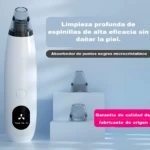 Removedor de espinillas blanco con pantalla digital, dos puntas y garantía de calidad.