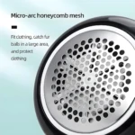 Cortadora de pelusa eléctrica con malla micro-arc honeycomb, ideal para ropa y textiles.