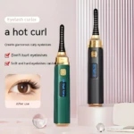 Set x2 Rizadores Eléctricos de Pestañas para Mujer, uno verde y otro negro, con pantalla digital y acabado dorado.