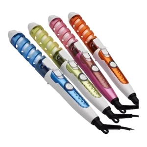 Rizador eléctrico Nova con recubrimiento cerámico en espiral, colores surtidos: azul, verde, rosa y naranja.