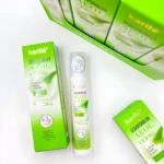 Roll-on anti ojeras Karité Aloe Vera, con caja verde, ideal para hidratar y calmar la piel.
