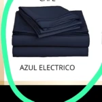 Sábanas Doble color azul eléctrico y café. Pack de sábanas de tela suave apiladas.