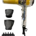 Secador de cabello profesional transparente, 5000W, incluye dos boquillas concentradoras y difusor.