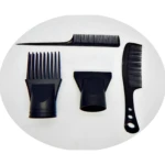 Kit de accesorios negros para secador de cabello: incluye una boquilla peine, una boquilla concentradora de aire, un peine de cola y uno de mano.