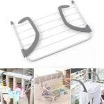 Secador de ropa blanco y gris plegable para colgar en ventanas, balcones o radiadores.