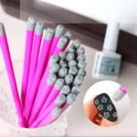Set de 15 sellos para uñas con puntas de silicona rosa y gris para manicuras artísticas.