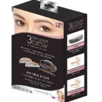 Caja Sello para Cejas de 3 Segundos con compacta marrón, 2 sellos estructurados y 2 suaves, ideal para cejas perfectas.