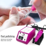 Set de manicure y pedicure Mercedes 2000 color fucsia, incluye unidad de control con selector de velocidad, pieza de mano y base de apoyo para uñas.