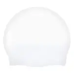 Gorro de natación blanco de silicona para adultos, protege el cabello durante el nado.