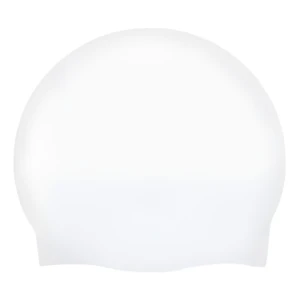 Gorro de natación blanco de silicona para adultos, protege el cabello durante el nado.