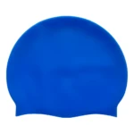 Gorro de natación azul de silicona, suave y resistente, para adultos.