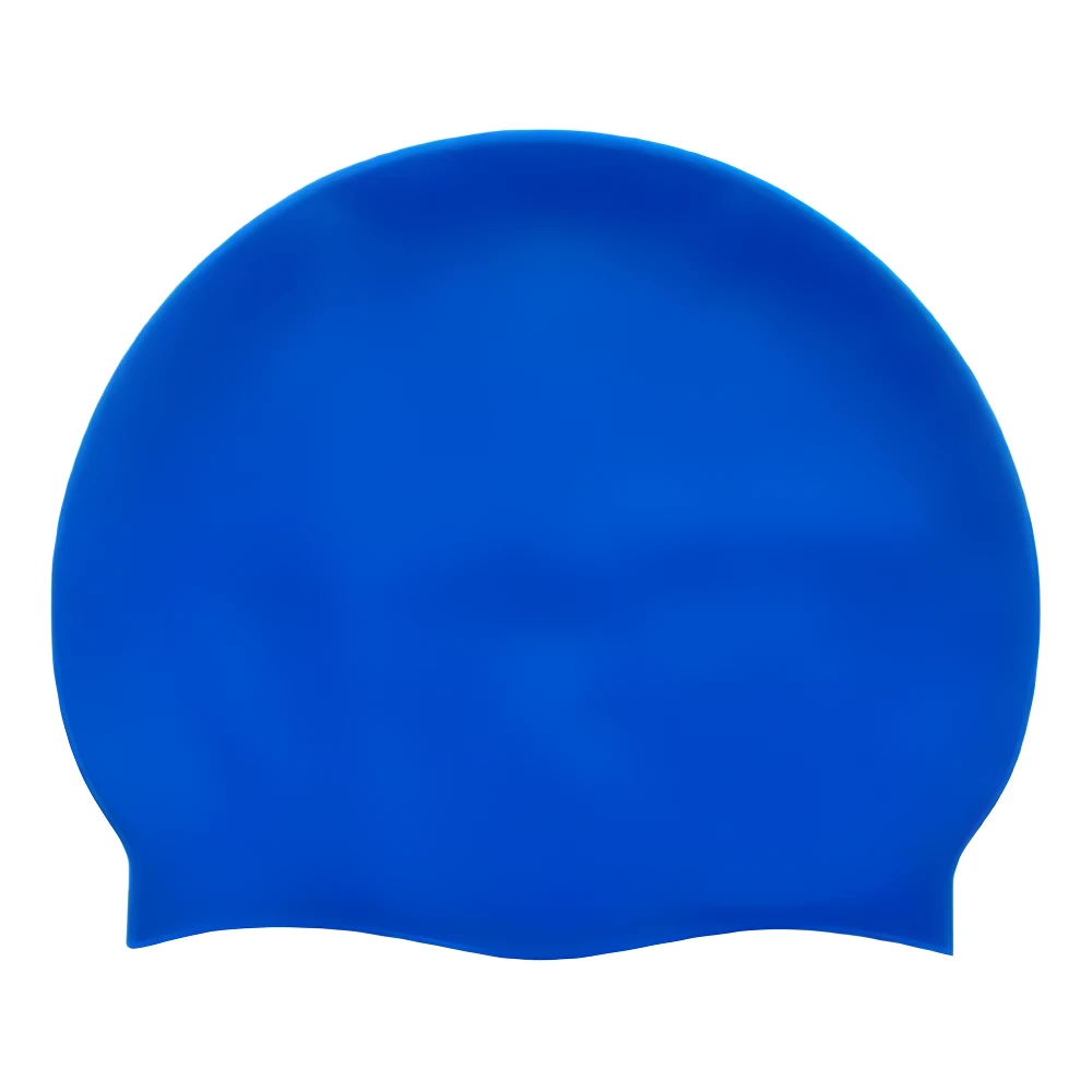 Gorro de natación azul de silicona, suave y resistente, para adultos.