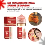 Set tratamiento facial Sangre de Dragón: crema y suero en envase rojo y dorado. Para revitalizar piel.