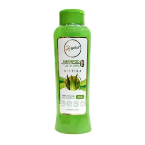 Shampoo Anyeluz verde 500ml con aloe vera y biotina para fuerza capilar.