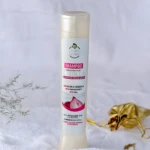 Botella de shampoo para cabello con extracto de cebolla y queratina hidrolizada, sin olor a cebolla, parabenos ni sal.